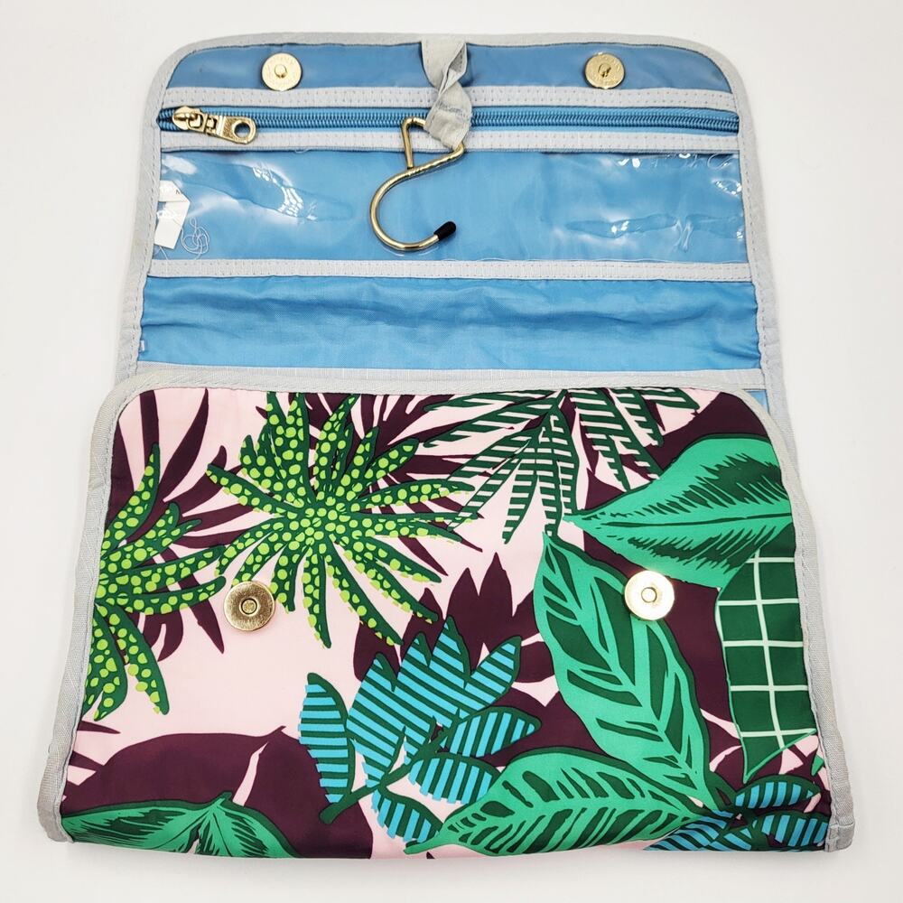 Sophia Joy Tropical Pink Green Multicolored Hanging Travel Makeup Cosmetic Bag - Picture 4 of 9